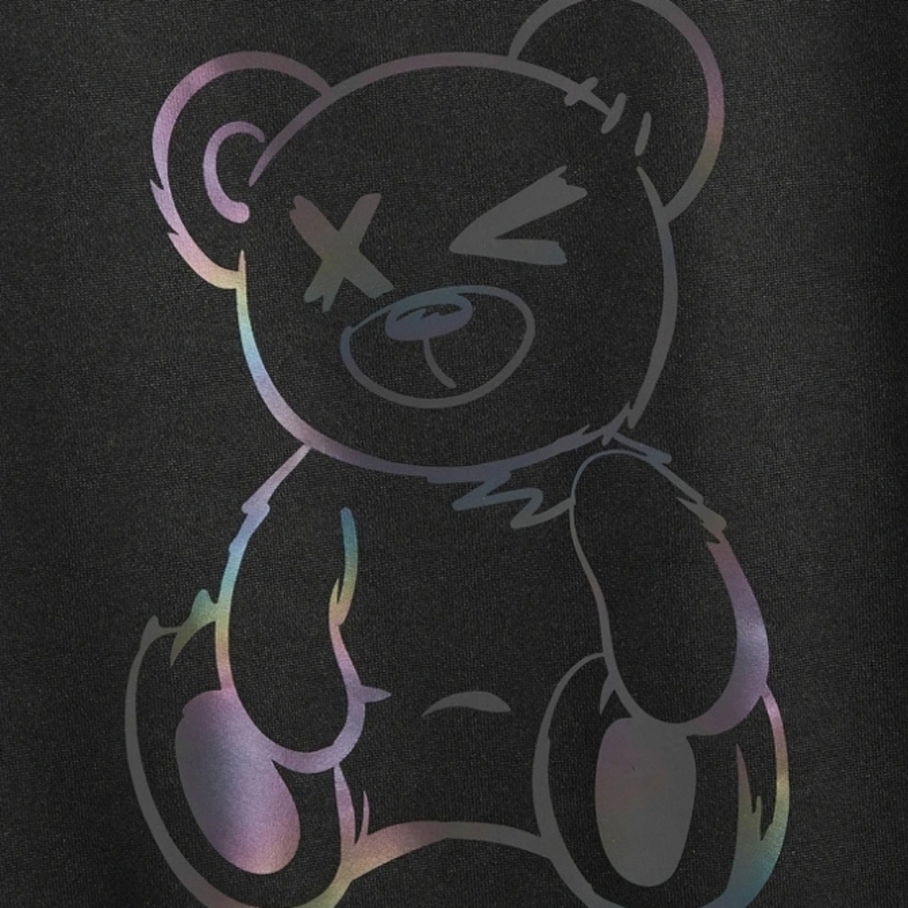 Reflective rainbow bear winking black sweatshirt sweater unisex multicolor - Picture 2 of 2